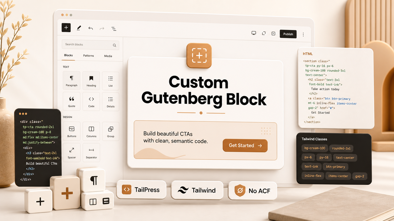 Build a Custom Gutenberg CTA Block in TailPress Without ACF